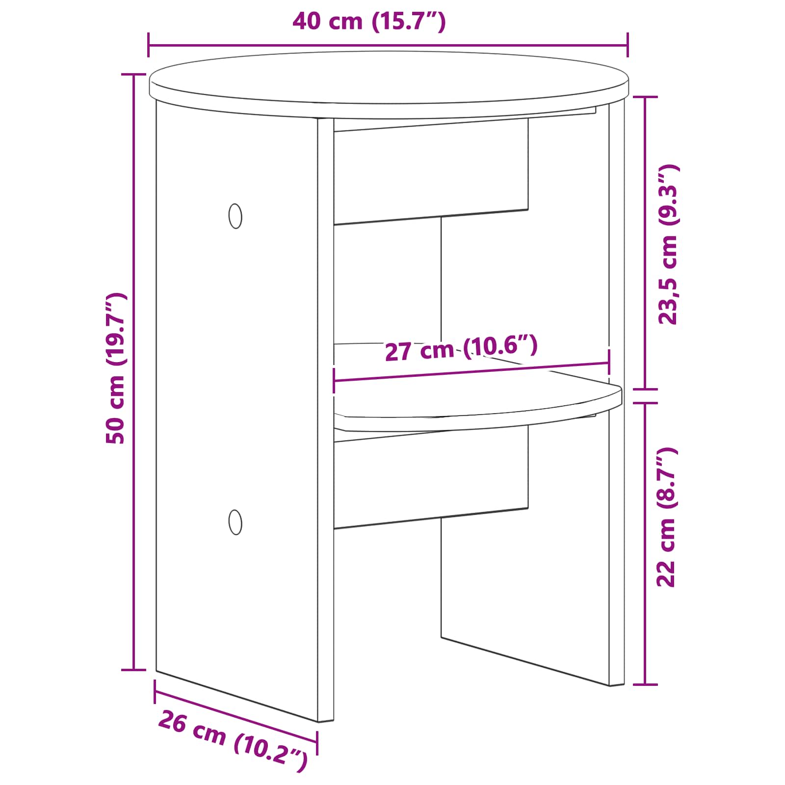 Pomoćni ormarić 2 pcs Betonsko Siva Ø40 x 50 cm