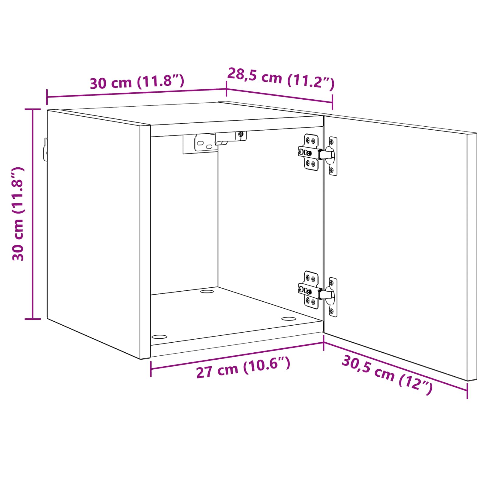 Ormar za TV montiran na zid Hrast artisan 30,5 x 30 x 30 cm