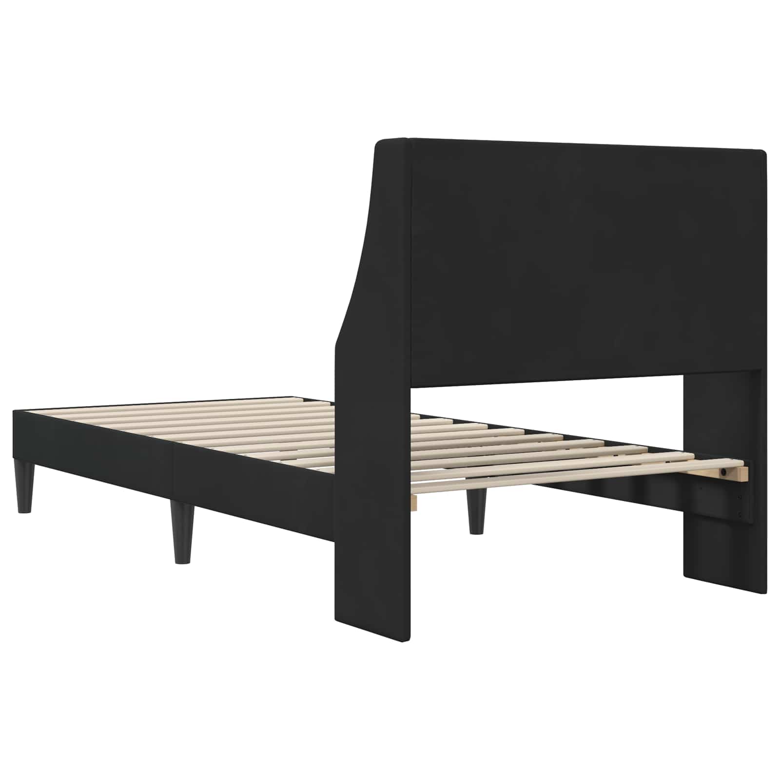 Krevetna konstrukcija s uzglavljem Crna 90 x 200 cm Baršun