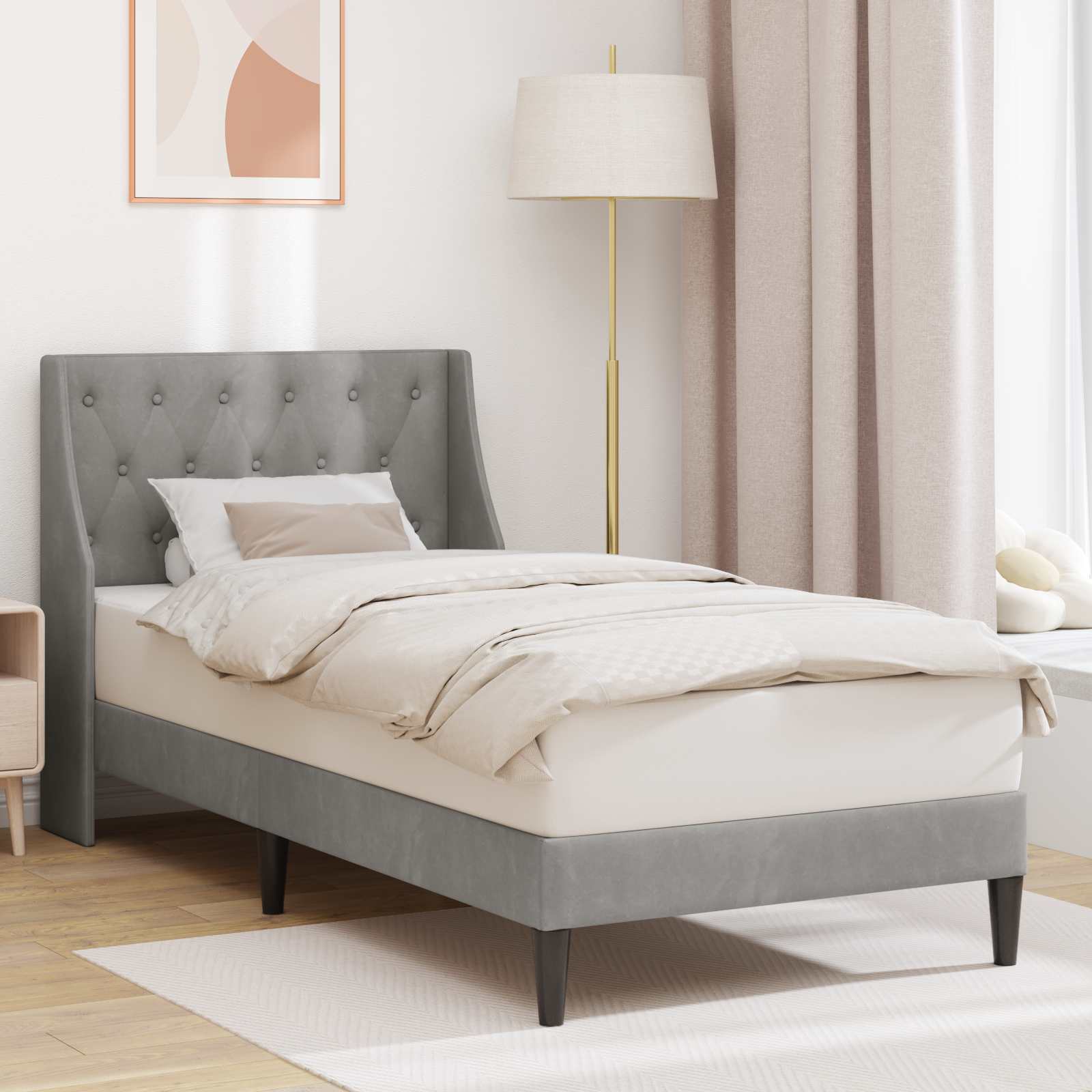 Krevetna konstrukcija Svijetlo siva 100 x 200 cm Baršun