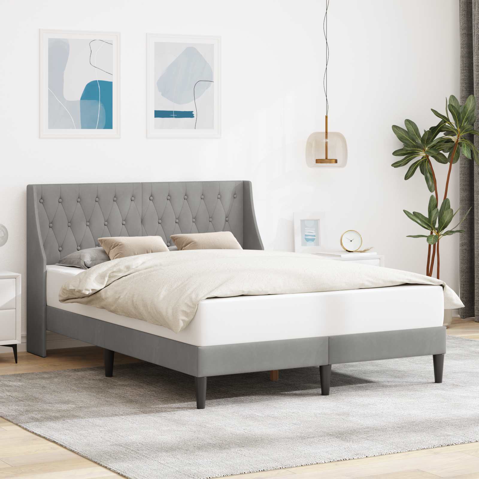 Krevetna konstrukcija Svijetlo siva 120 x 190 cm Baršun