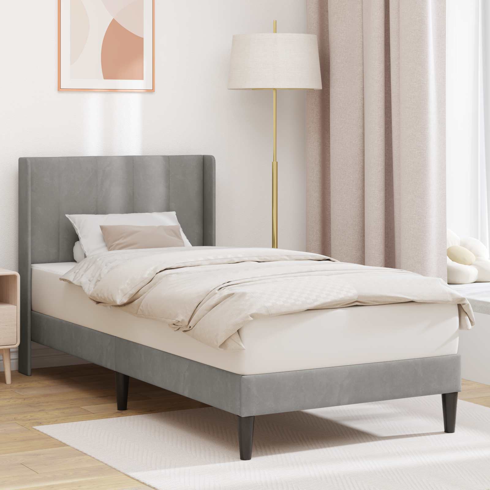 Krevetna konstrukcija Svjetlosiva 100 x 200 cm Baršun