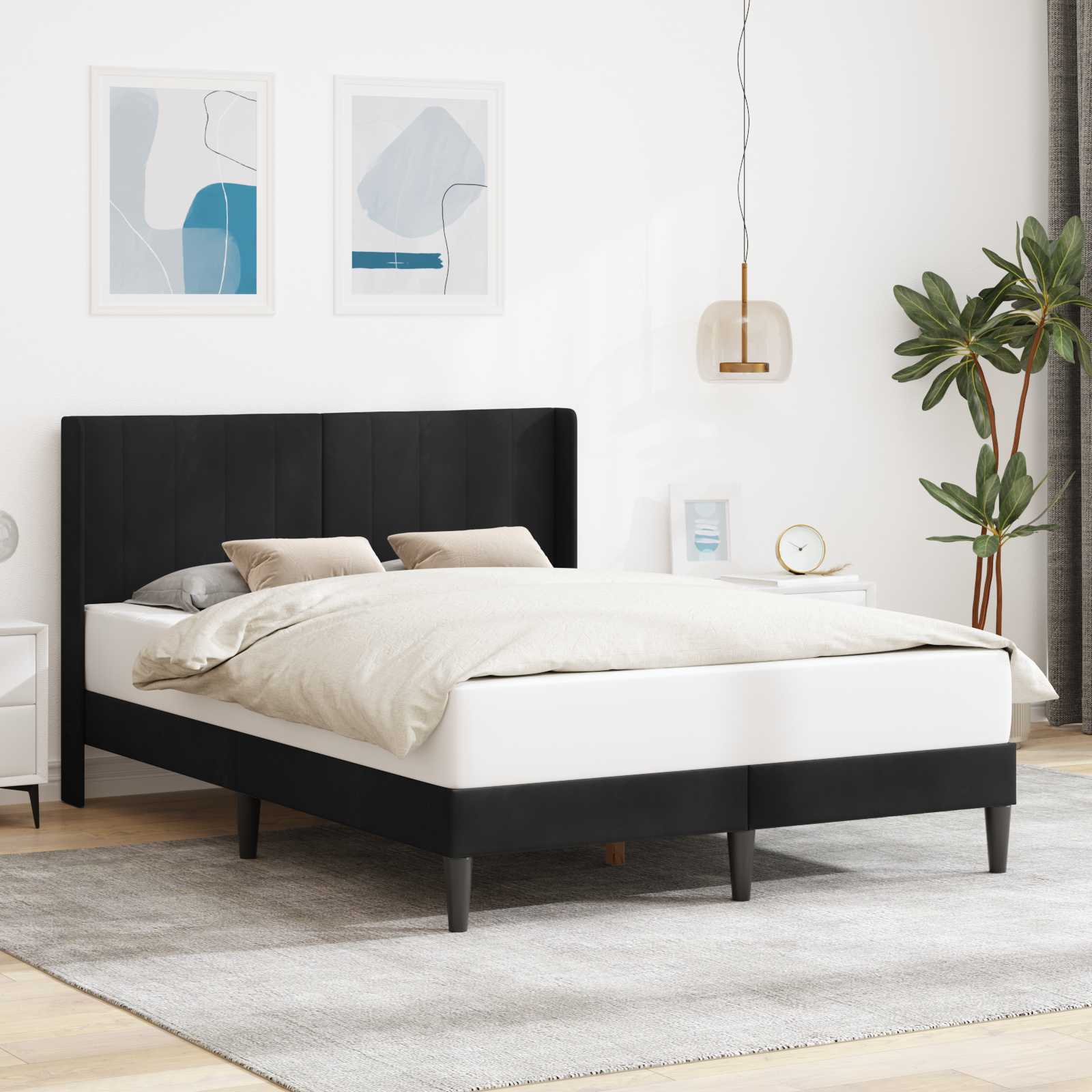 Krevetna konstrukcija s uzglavljem Crna 140 x 200 cm Baršun