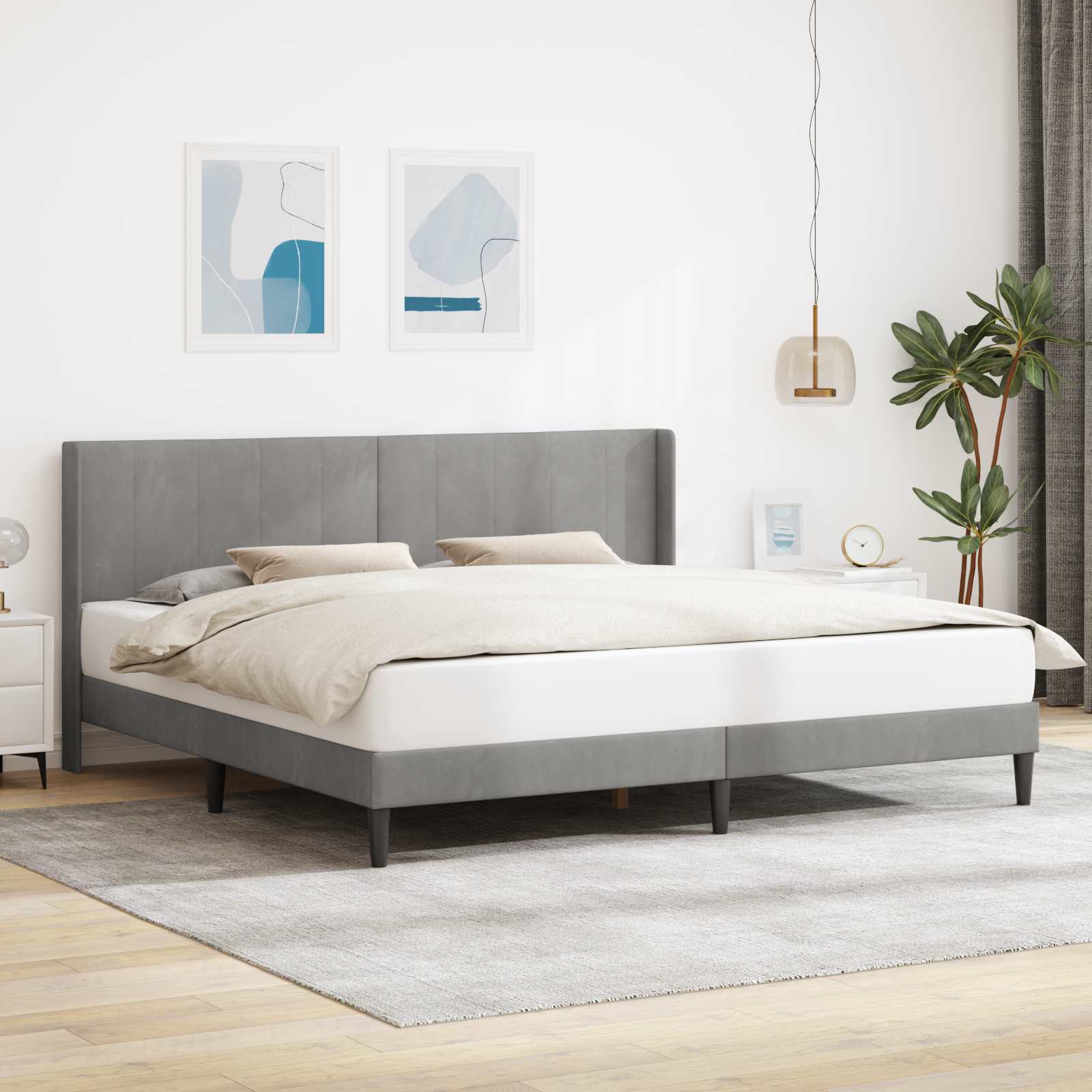 Krevetna konstrukcija Svjetlosiva 180 x 200 cm Baršun