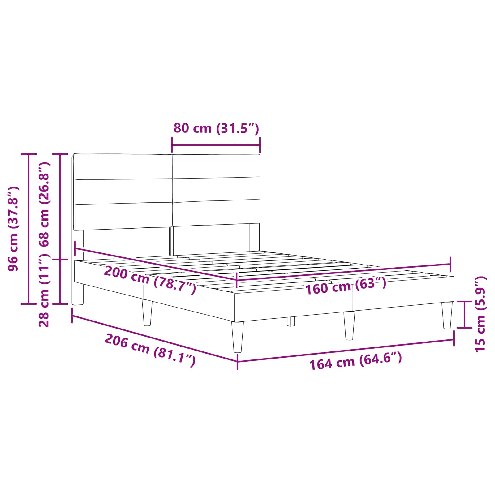 Krevetna konstrukcija Sivosmeđa 160 x 200 cm Tkanina