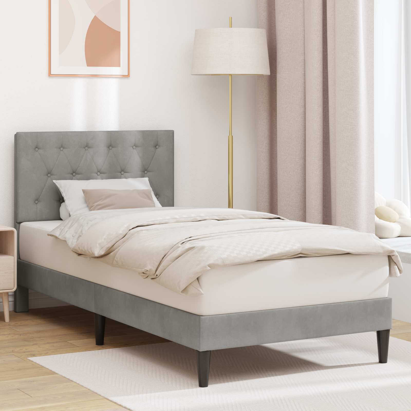 Krevetna konstrukcija Svjetlosiva 80 x 200 cm Baršun