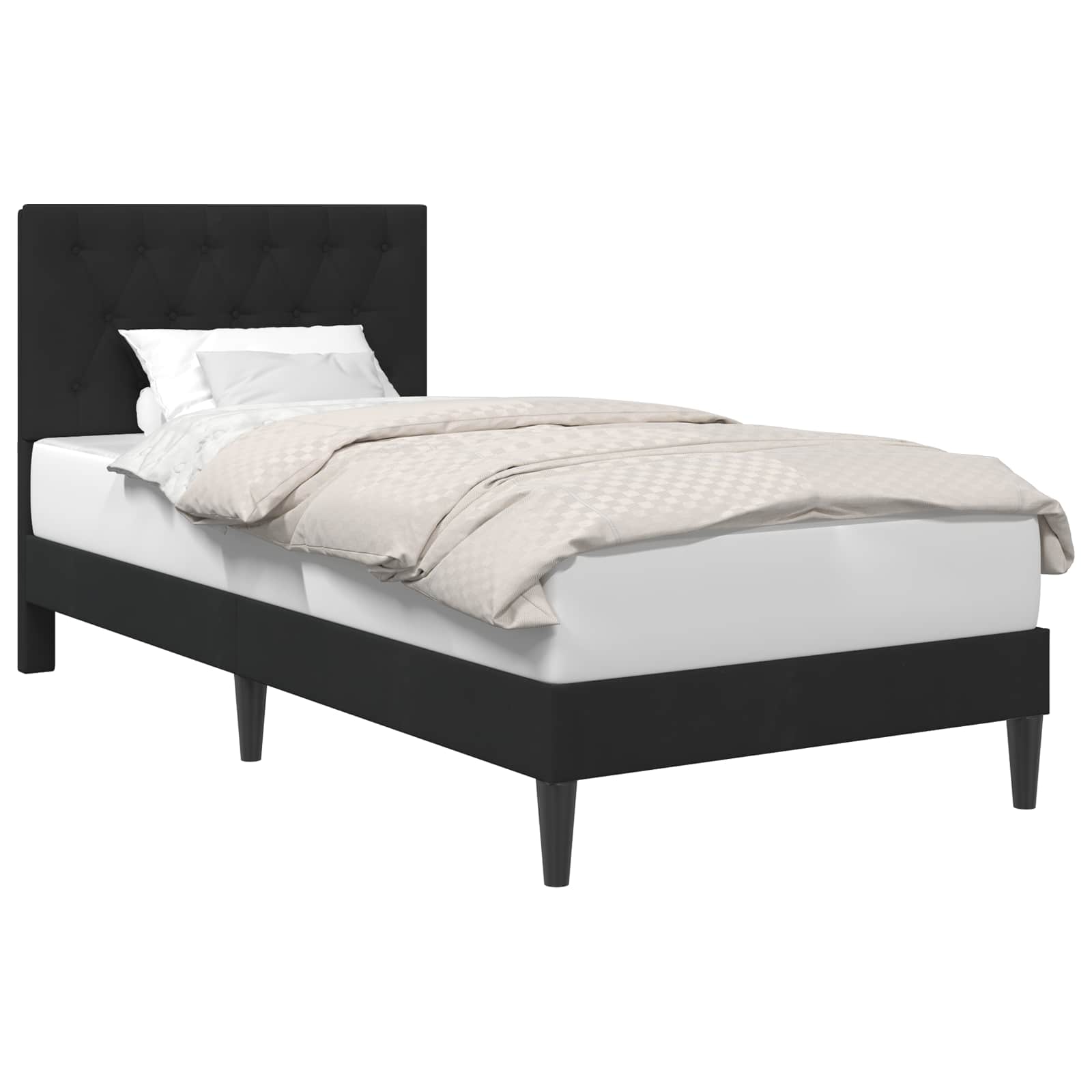 Krevetna konstrukcija s uzglavljem Crna 90 x 190 cm Baršun