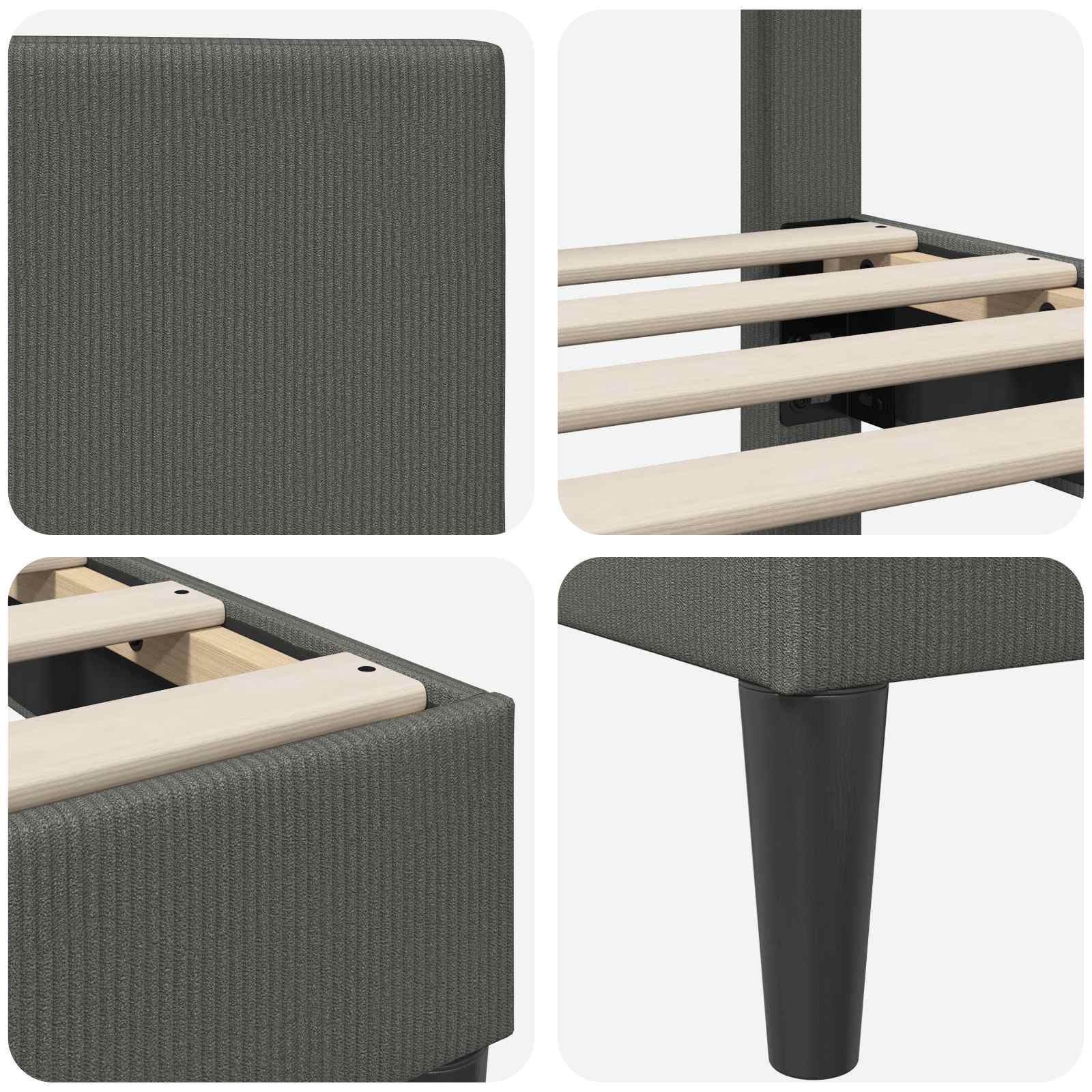Krevetna konstrukcija Tamnosiva 140 x 190 cm Kordura tekstil