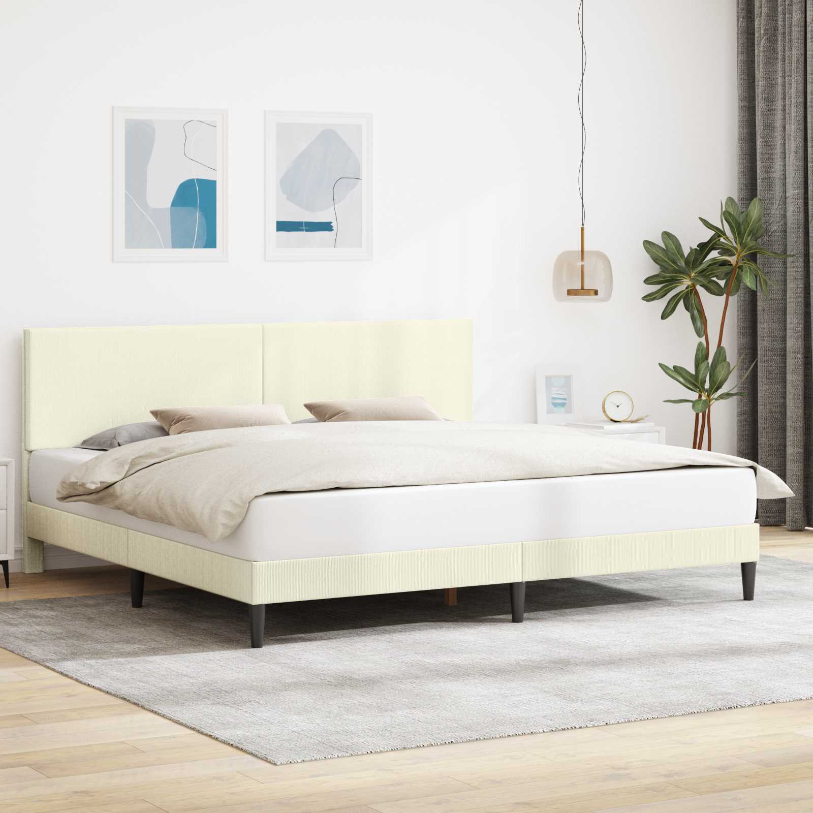 Krevetna konstrukcija Krem 200 x 200 cm Kordura tekstil