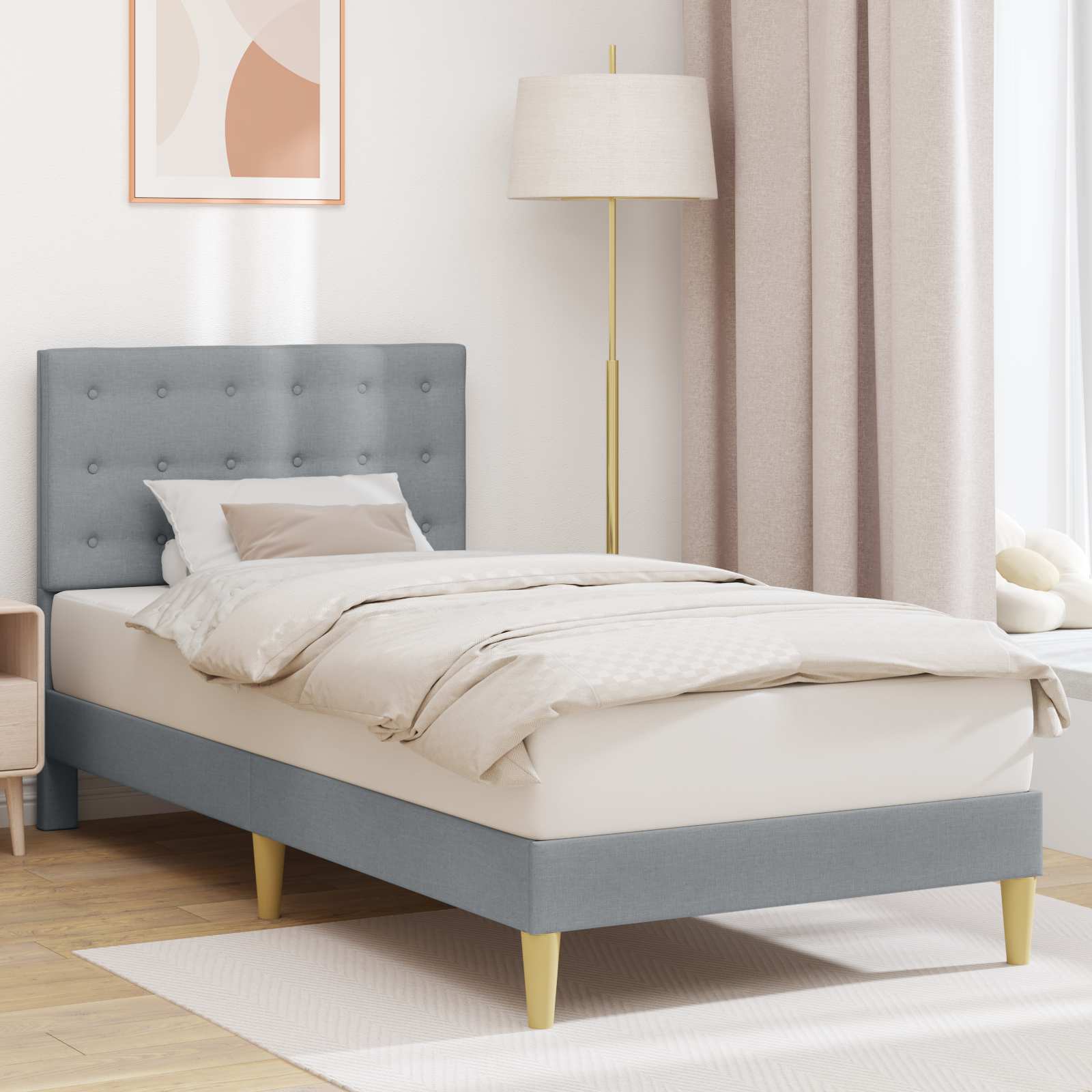 Krevetna konstrukcija Svjetlosiva 90 x 200 cm Tkanina