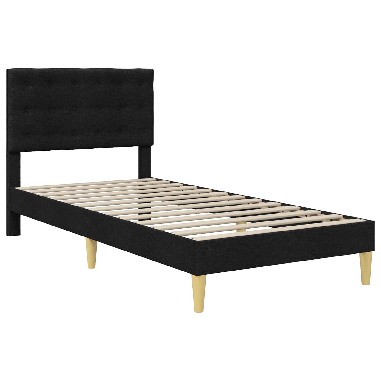 Krevetna konstrukcija s uzglavljem Crna 90 x 200 cm Tkanina