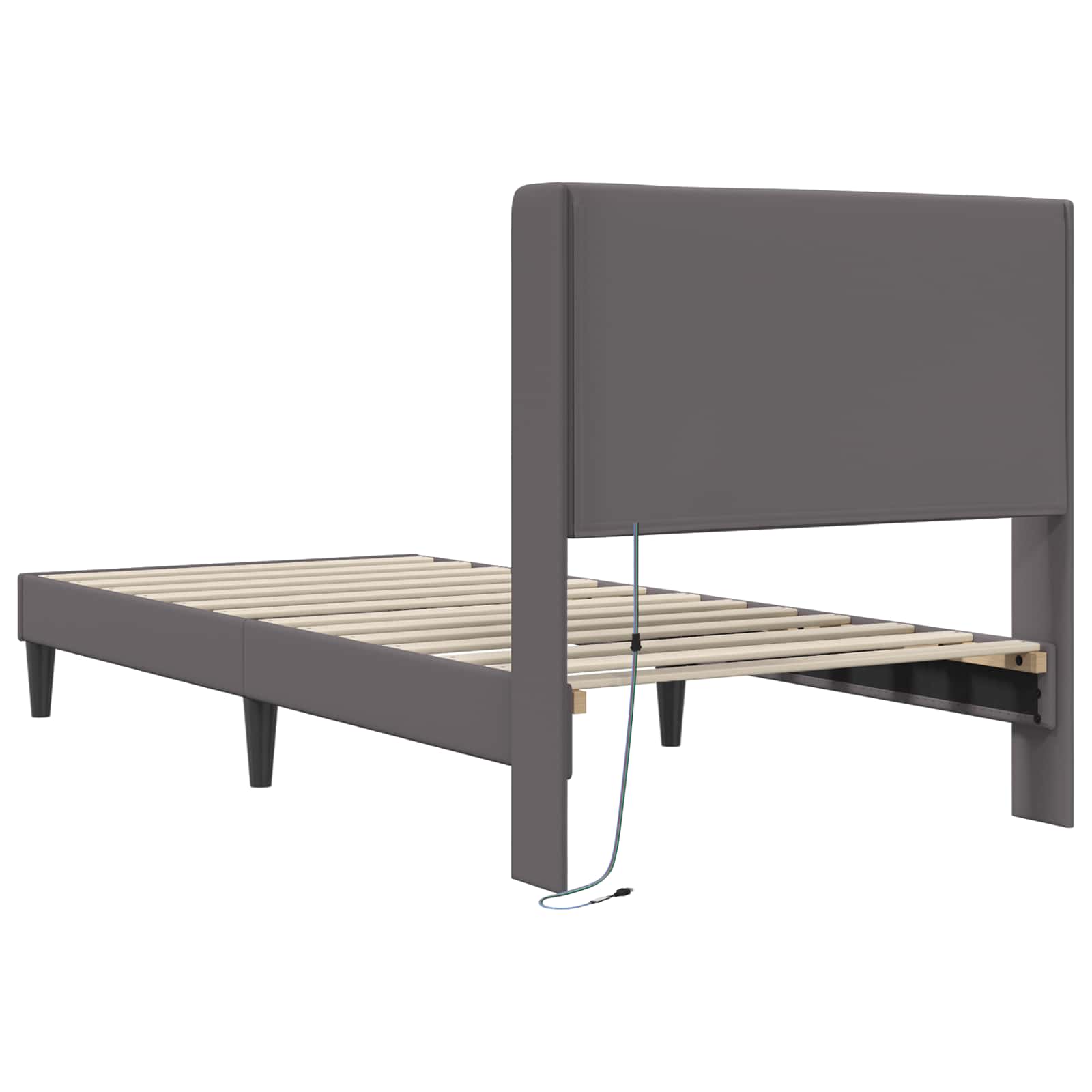 Krevetna konstrukcija Siva 90 x 190 cm Umjetna koža