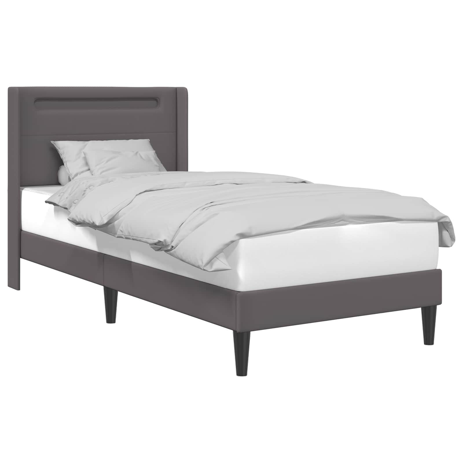 Krevetna konstrukcija Siva 90 x 190 cm Umjetna koža