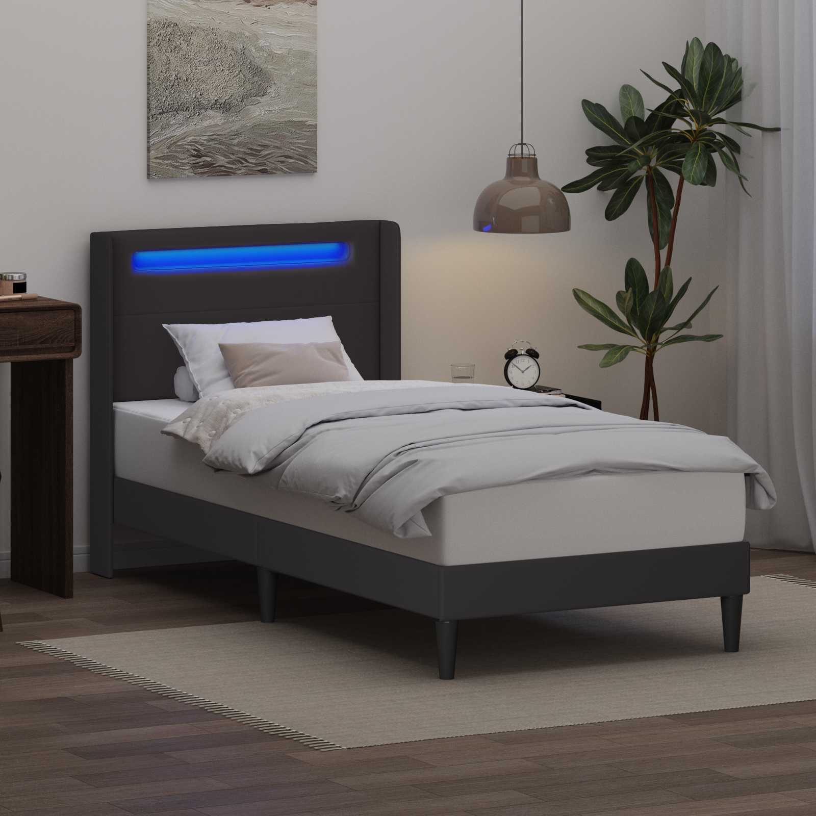 Krevetna konstrukcija Siva 90 x 200 cm Umjetna koža