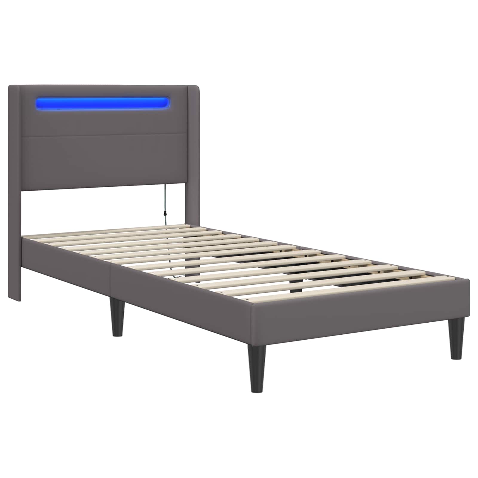 Krevetna konstrukcija Siva 90 x 200 cm Umjetna koža