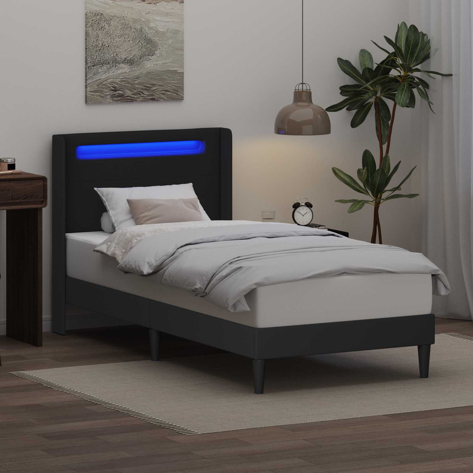 Krevetna konstrukcija Crna 100 x 200 cm Umjetna koža