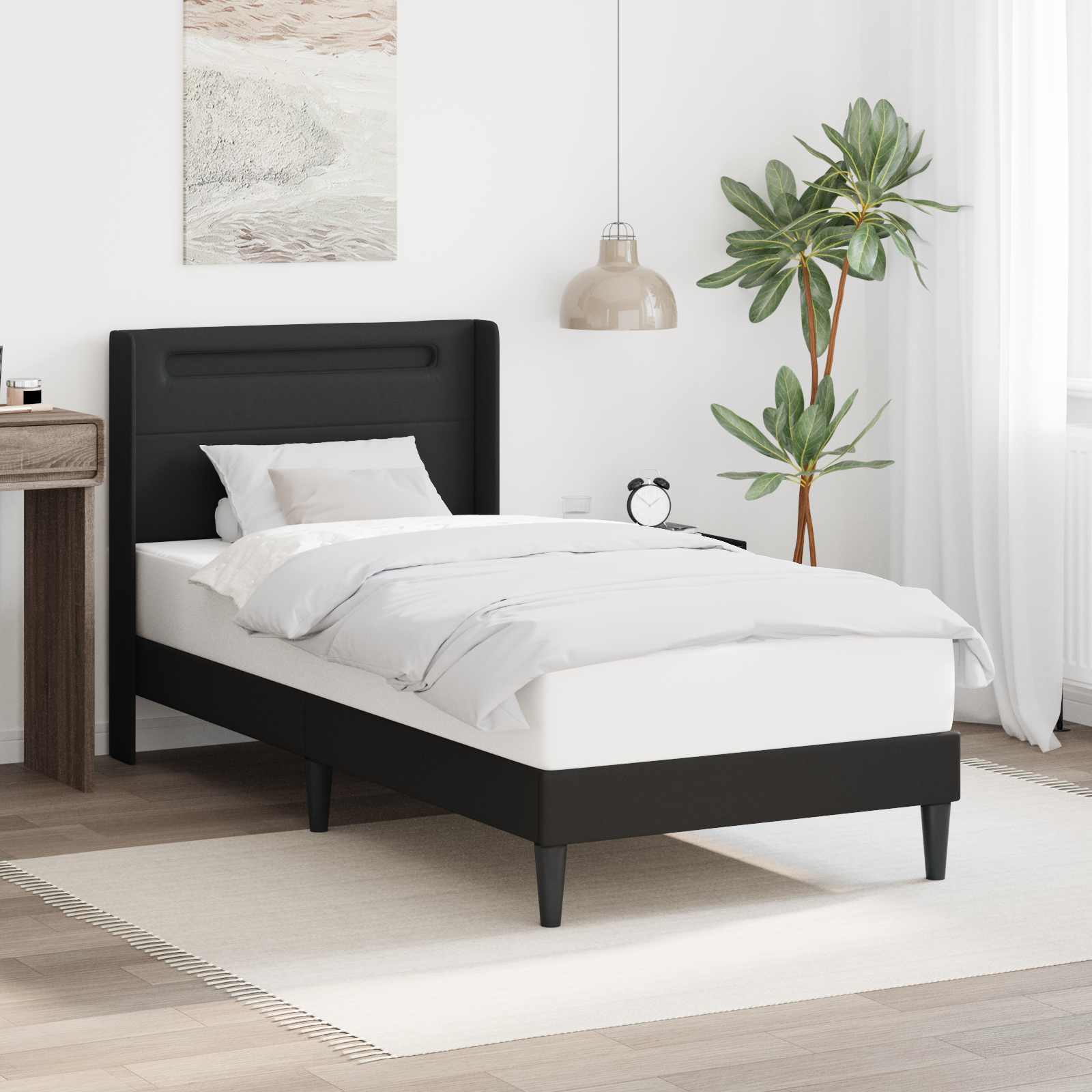 Krevetna konstrukcija Crna 100 x 200 cm Umjetna koža