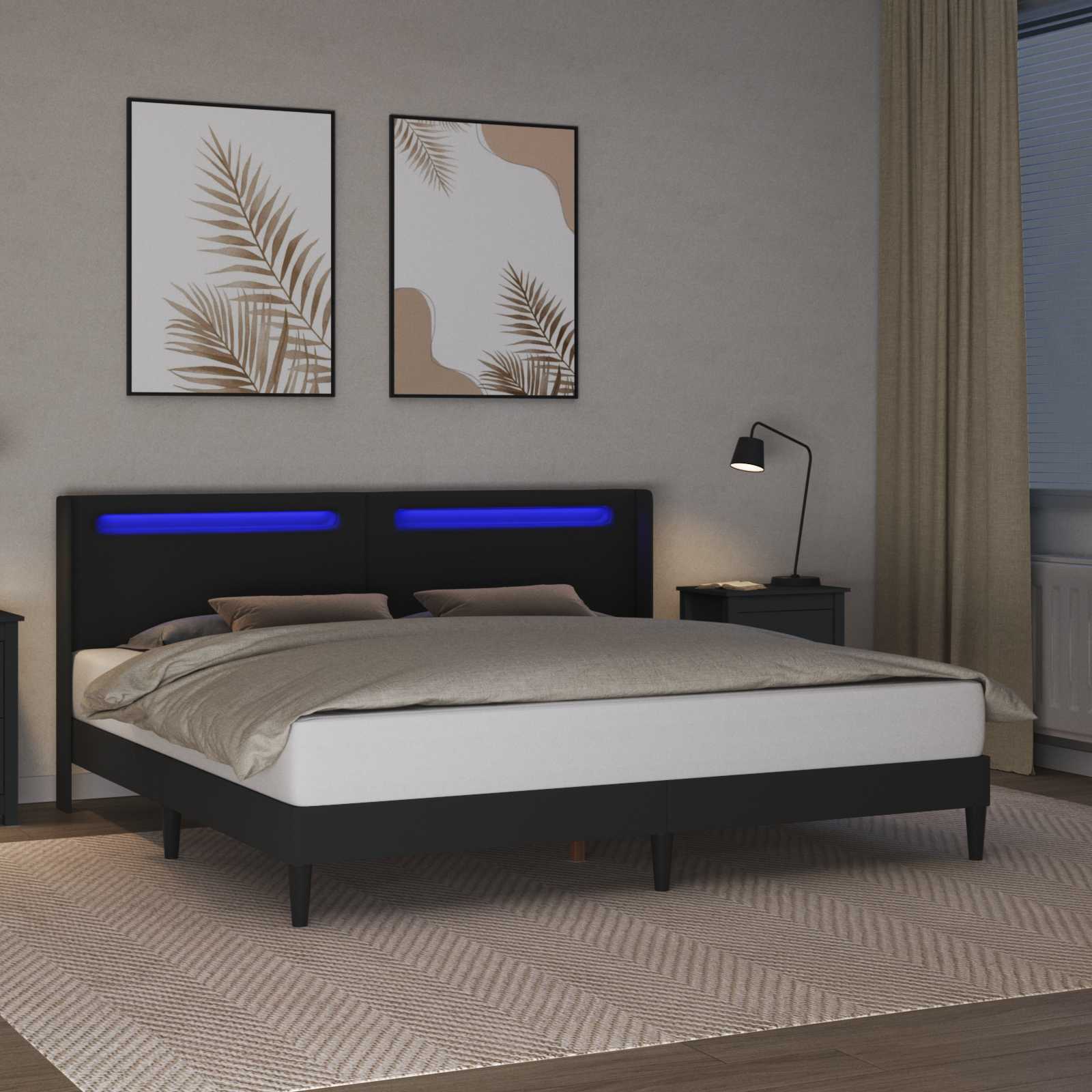 Krevetna konstrukcija Crna 200 x200 cm Umjetna koža