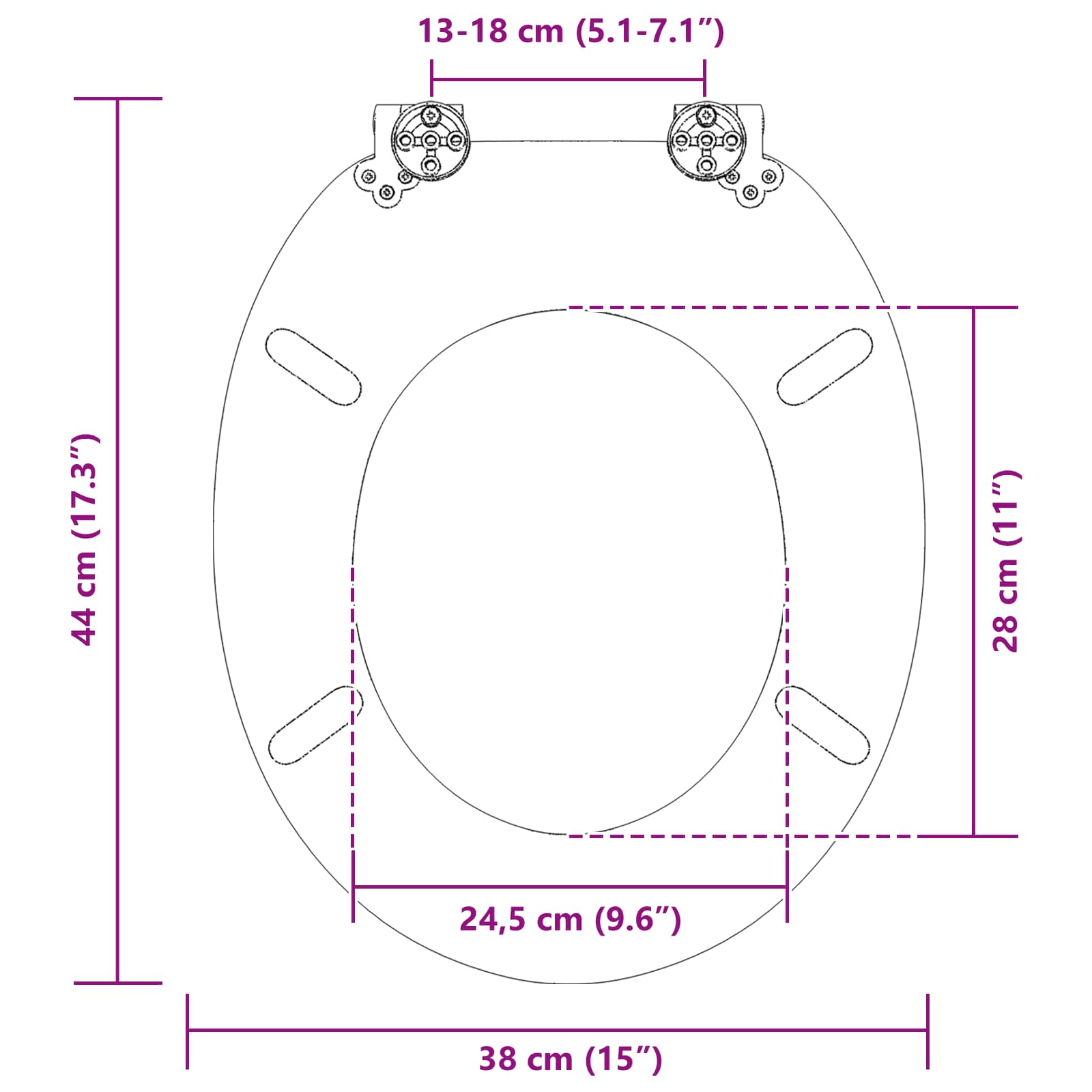 Toaletna sjedala s mekim zatvaranjem 2 pcs Bijeli 44 x 38 cm