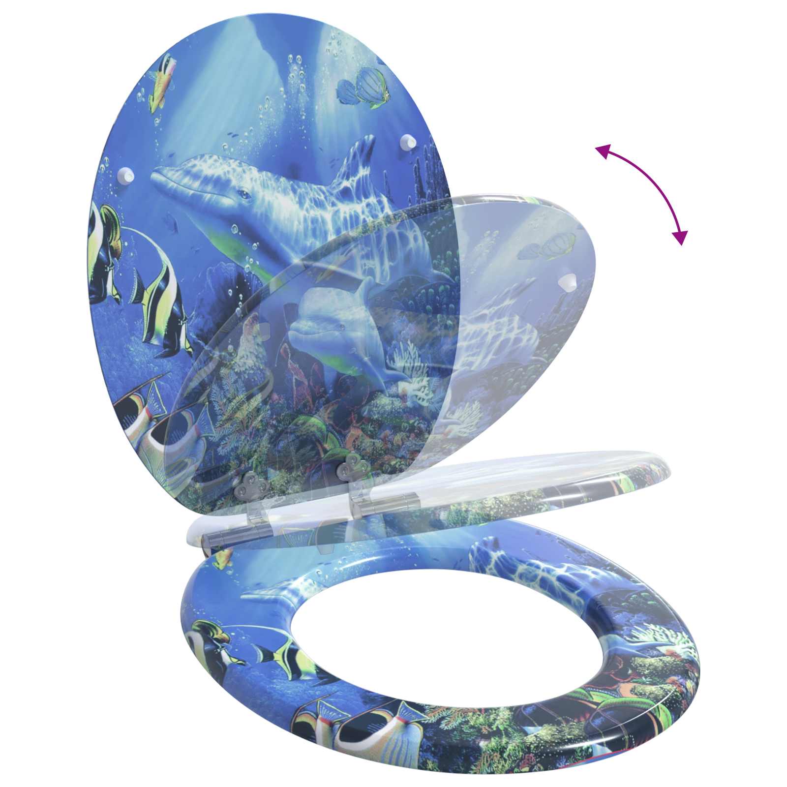 Toaletna sjedala s mekim zatvaranjem 2 pcs Plava 44 x 38 cm