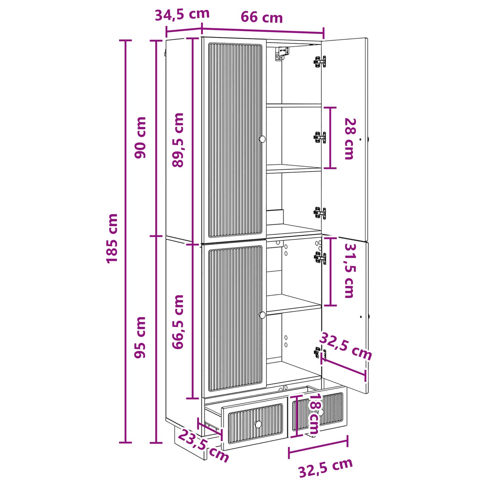 Set ormara 2 pcs Betonska siva 66 x 34,5 x 95 cm