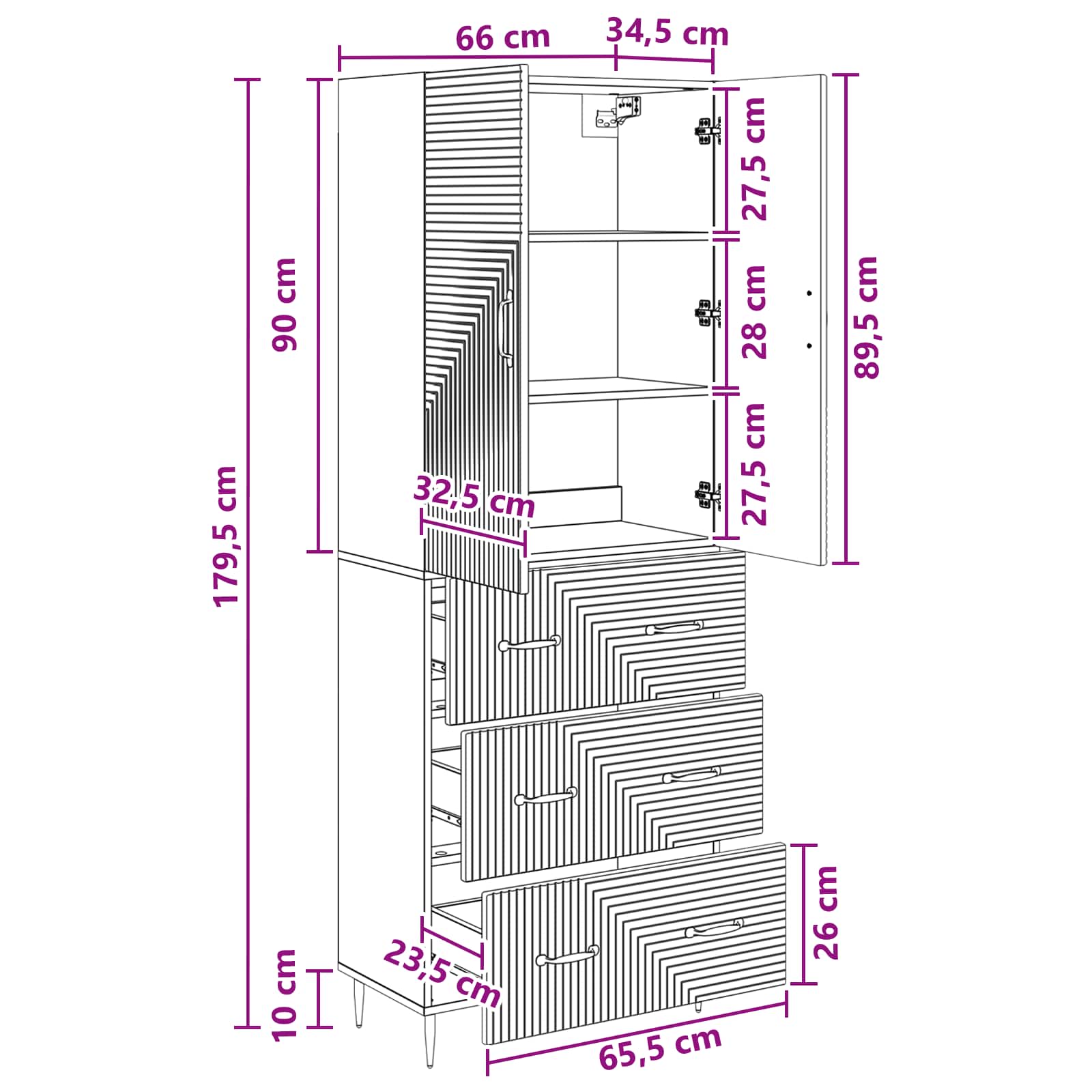 Set ormara 2 pcs Hrast sonoma 66 x 34,5 x 90 cm