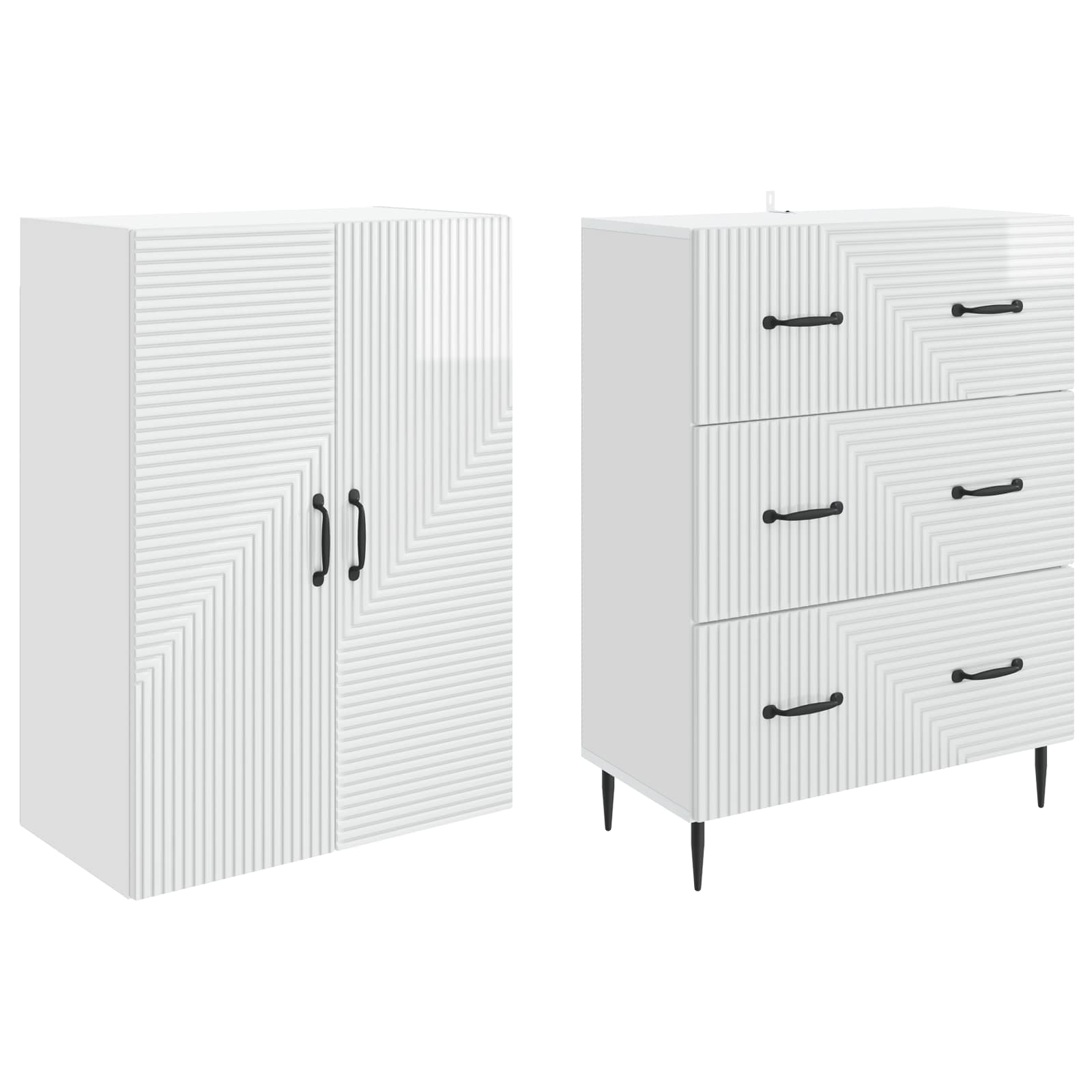 Set ormara 2 pcs Bijela visokog sjaja 66 x 34,5 x 90 cm