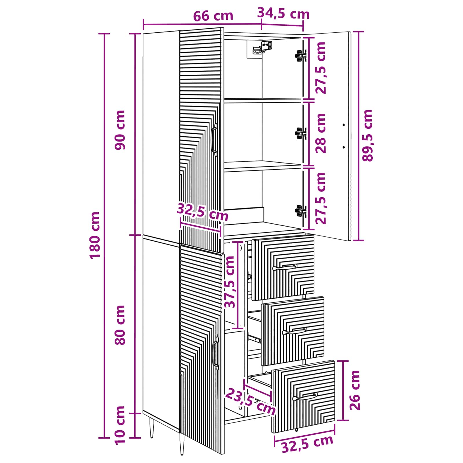 Set ormara 2 pcs Staro drvo 66 x 34,5 x 89,5 cm