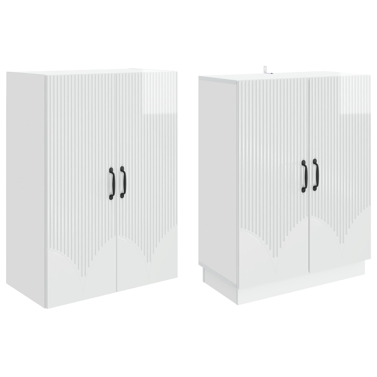 Set ormara 2 pcs Bijela visokog sjaja Konstruirano drvo