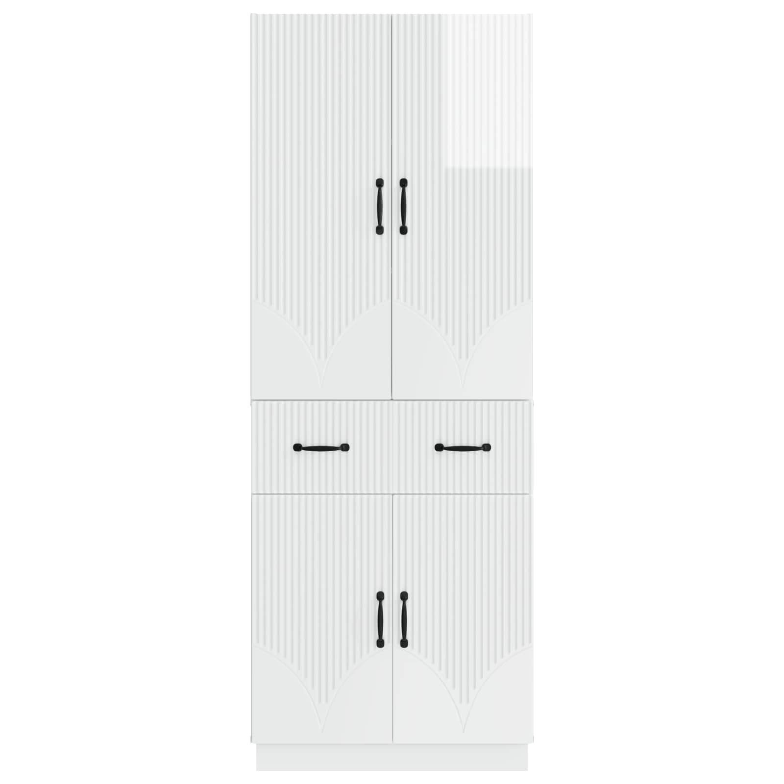 Set ormara 2 pcs Bijela visokog sjaja Konstruirano drvo
