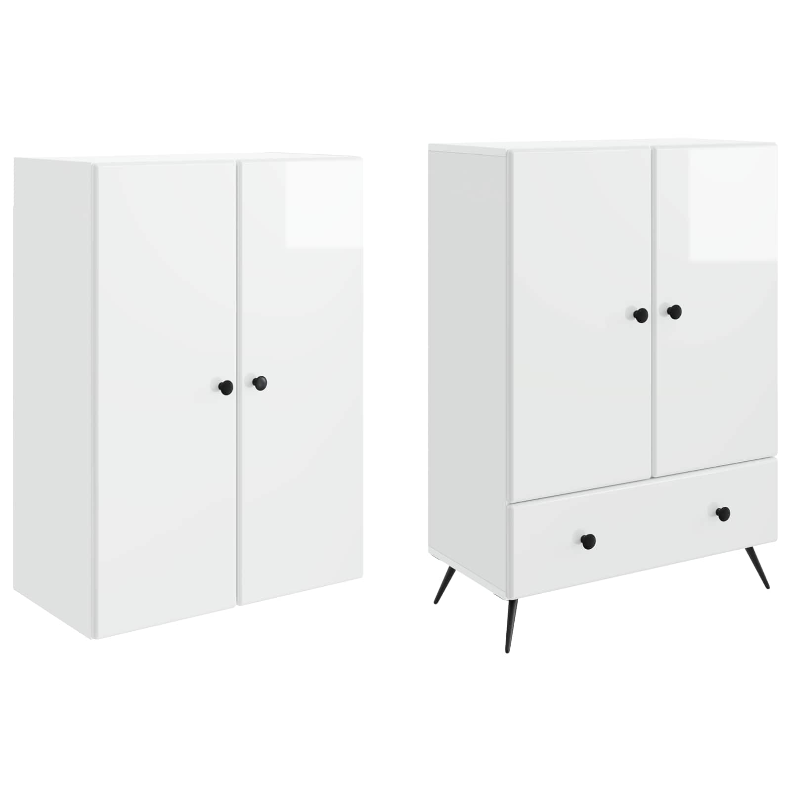 Set ormara 2 pcs Bijela visokog sjaja Konstruirano drvo