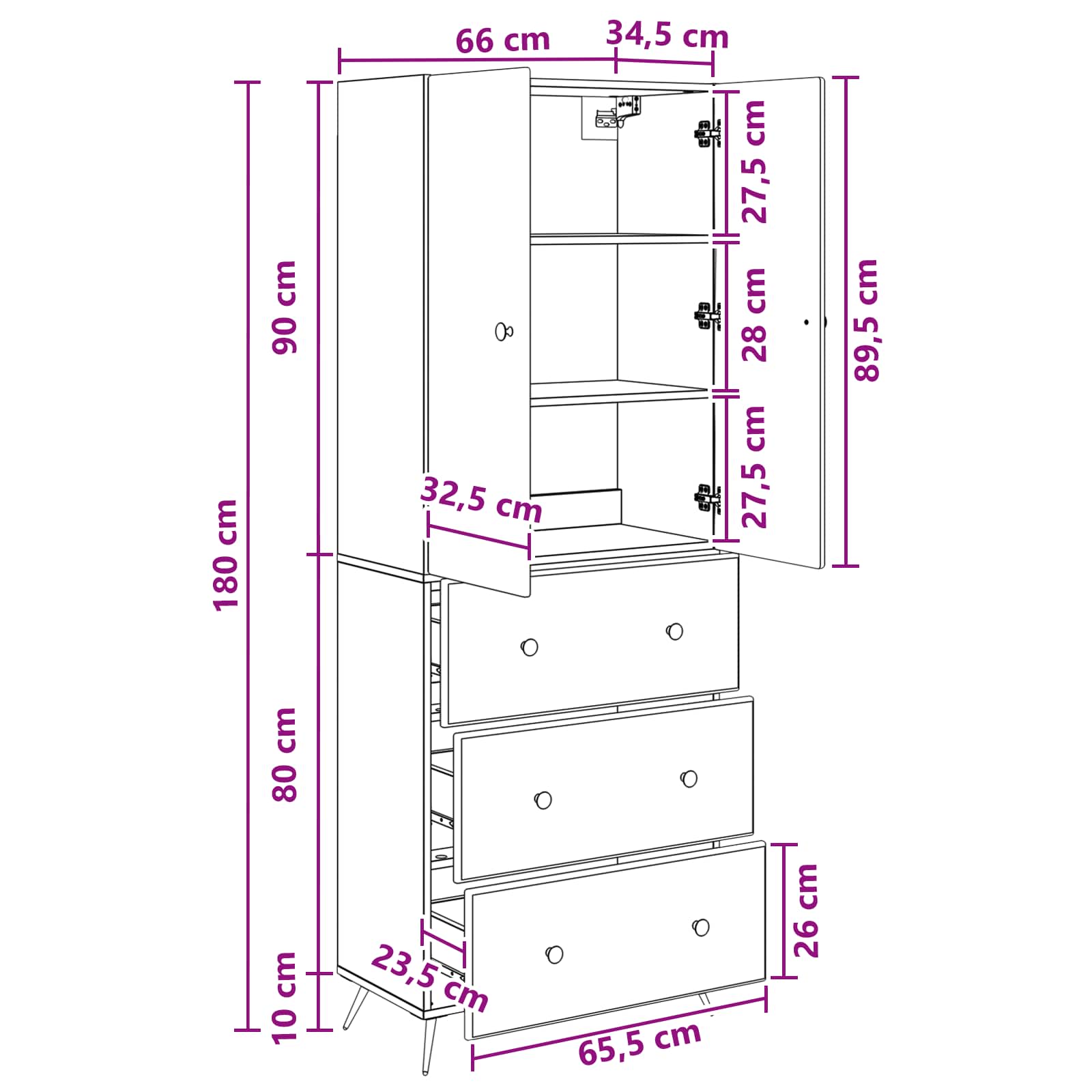 Set ormara 2 pcs Hrast sonoma 66 x 34,5 x 90 cm