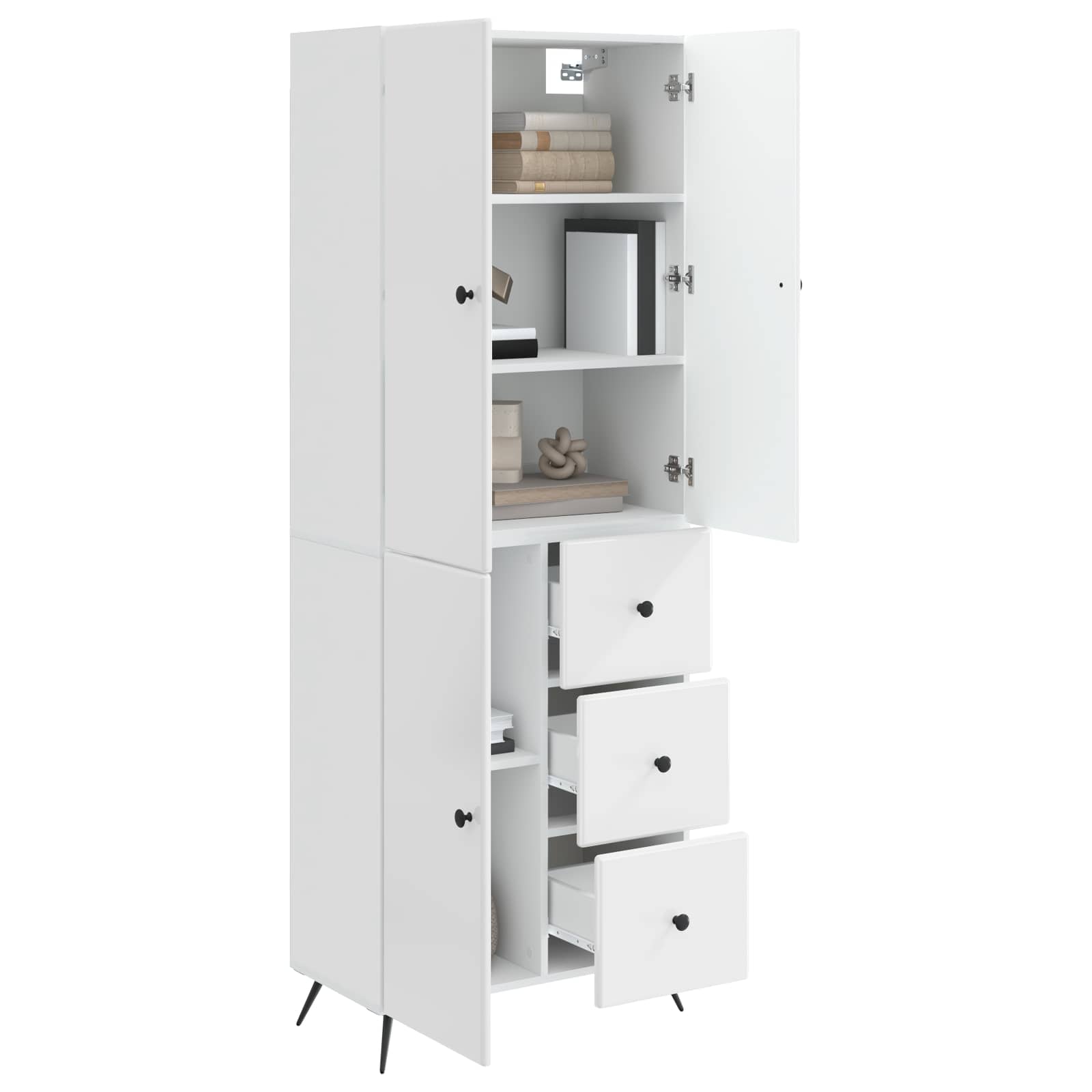 Set ormara 2 pcs Bijela visokog sjaja Konstruirano drvo