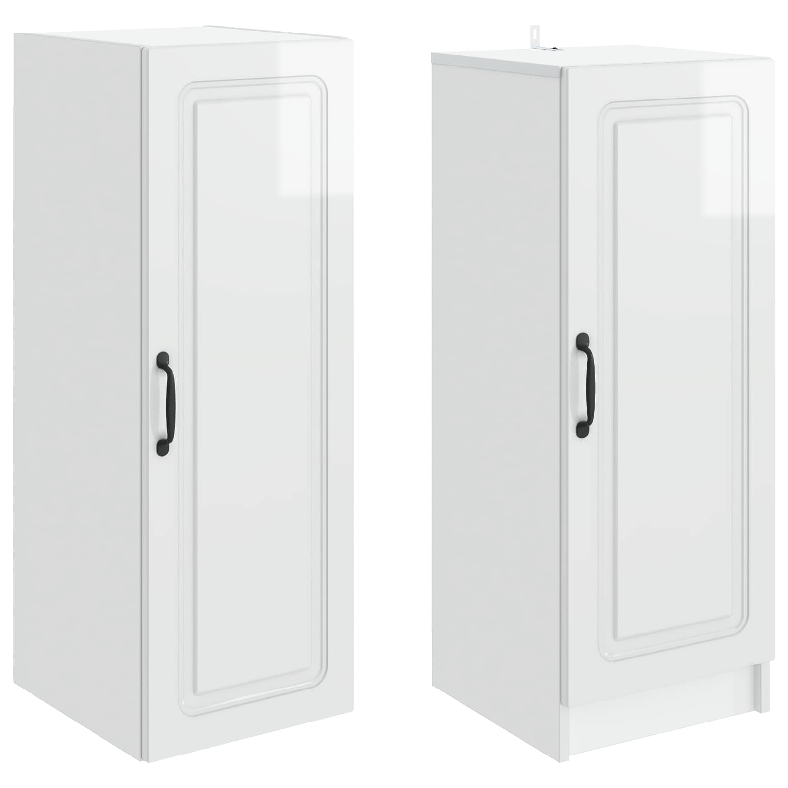 Set ormara 2 pcs Bijela visokog sjaja Konstruirano drvo