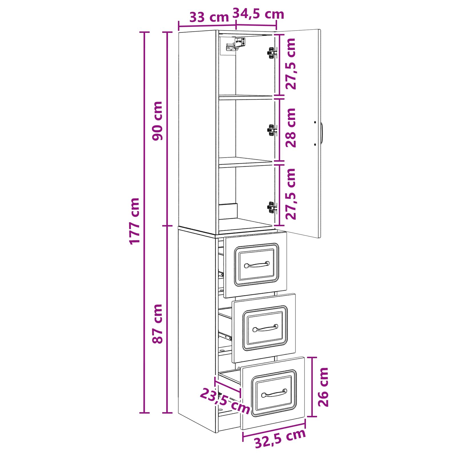 Set ormara 2 pcs Staro drvo 33 x 34,5 x 87 cm Konstruirano drvo