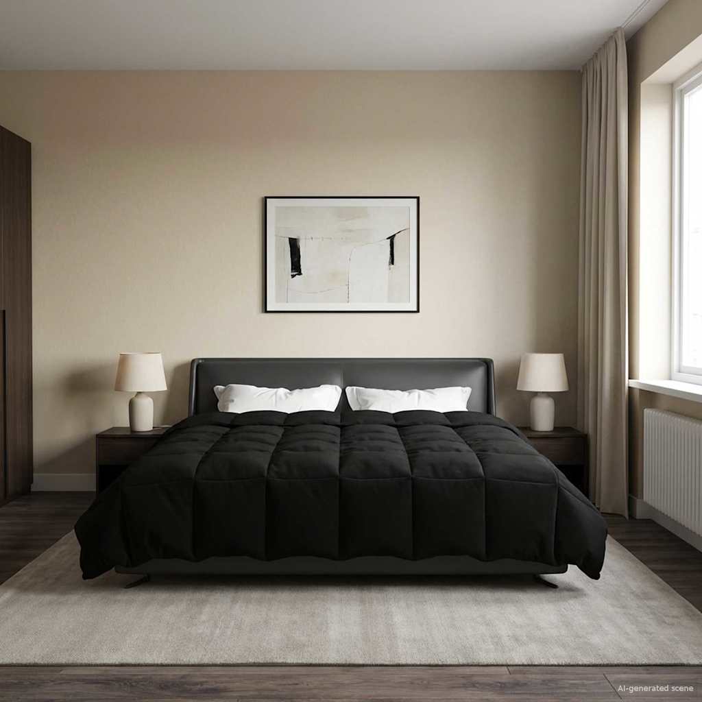 Puni pokrivač za cijelu godinu Crna 200 x 200 cm Mikrovlakna