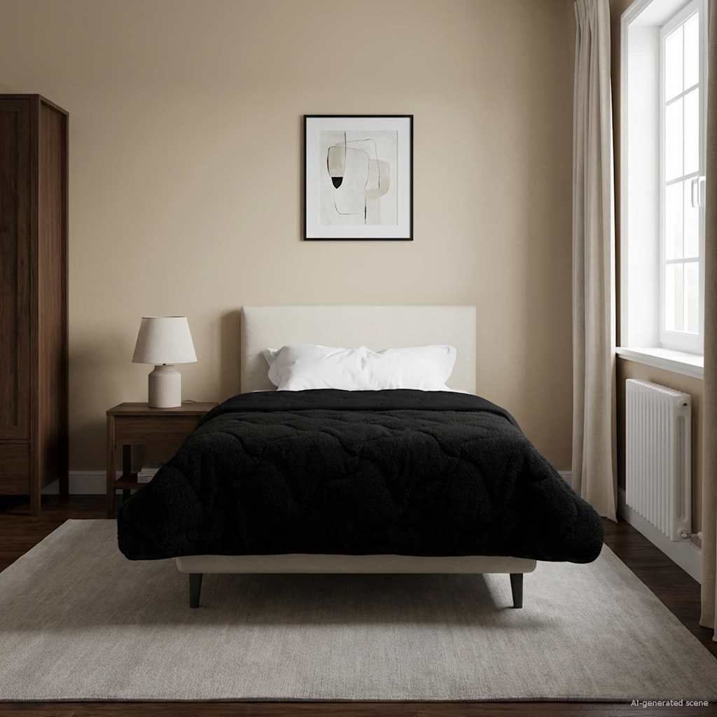 Ljetni pokrivač Crna 155 x 200 cm Mikrofibra i teddy flis