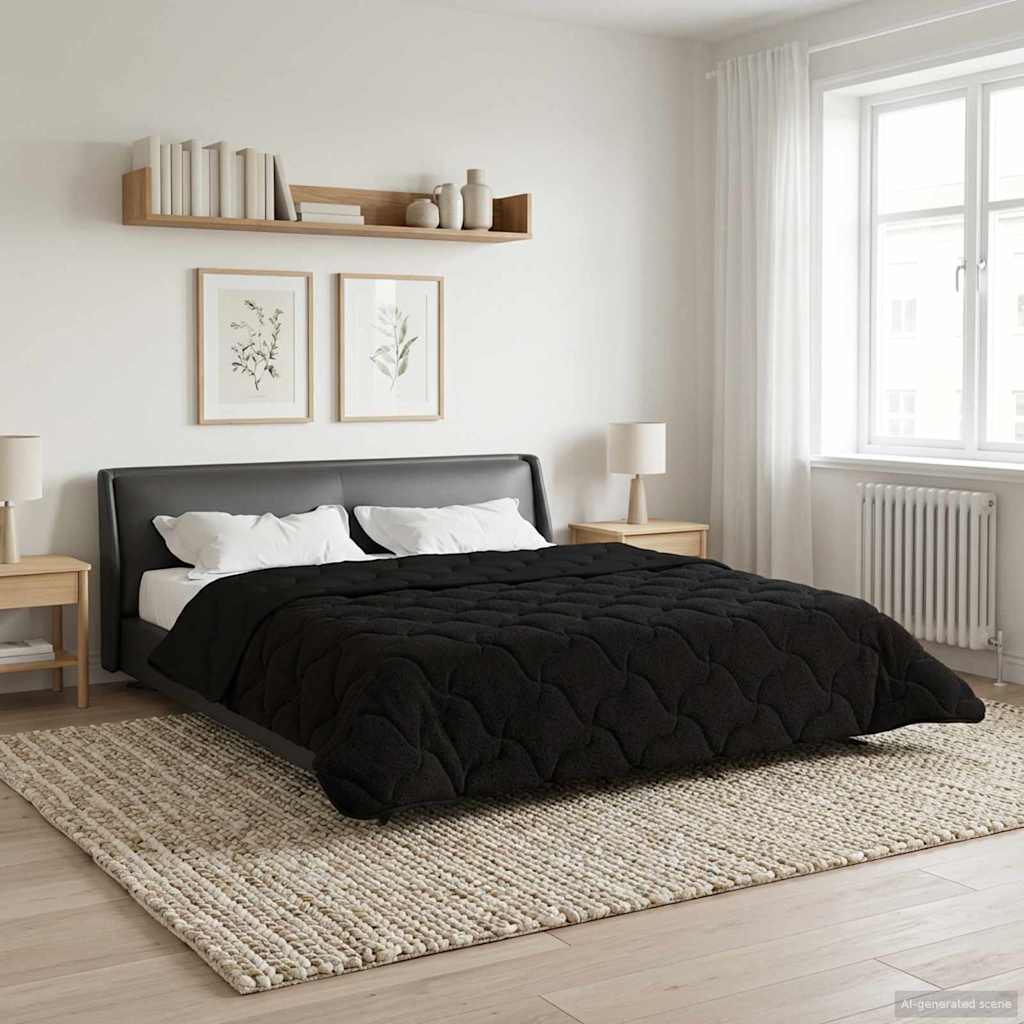 Ljetni pokrivač Crna 220 x 240 cm Mikrofibra i teddy flis