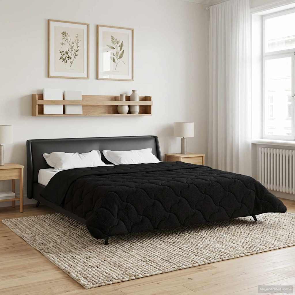 Ljetni pokrivač Crna 240 x 260 cm Mikrofibra i teddy flis