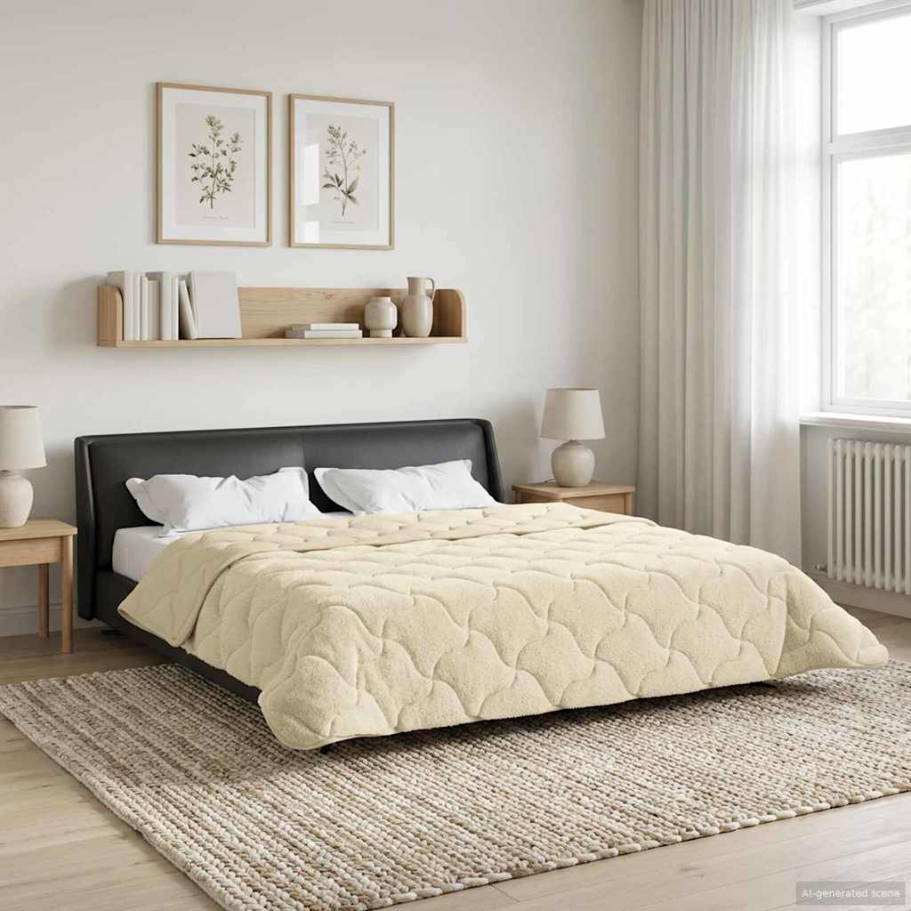 Ljetni pokrivač Krema 200 x 200 cm Mikrofibra i teddy flis