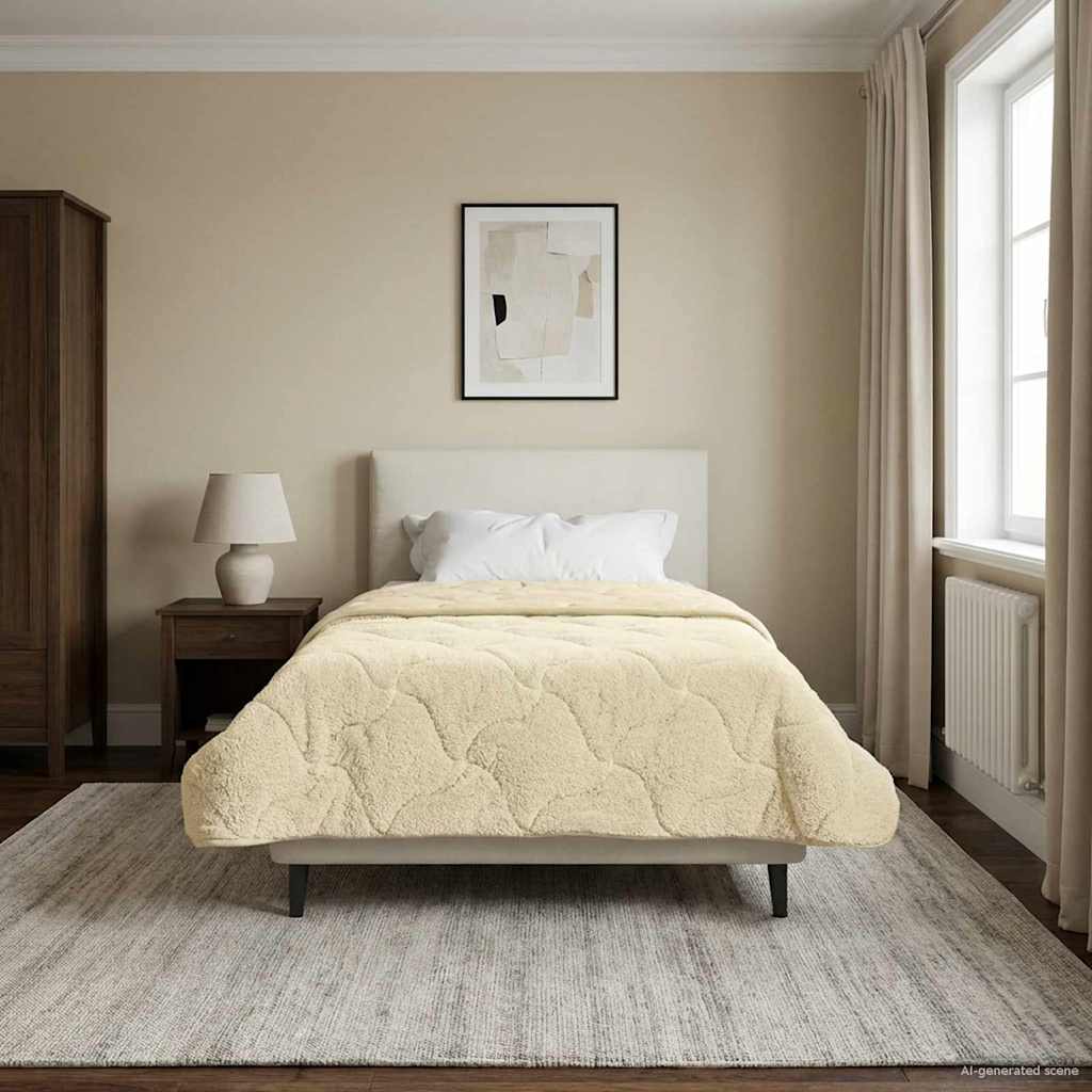 Ljetni pokrivač Krema 135 x 220 cm Mikrofibra i teddy flis