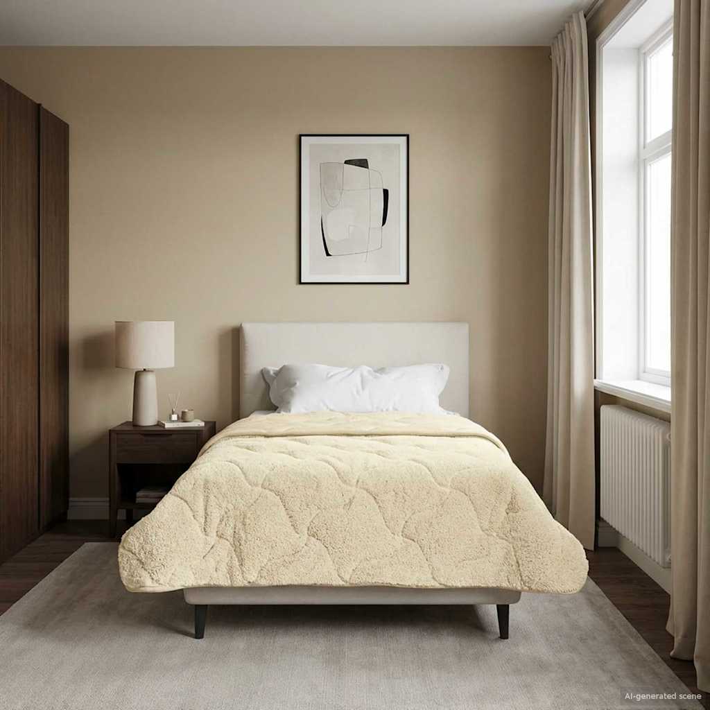Ljetni pokrivač Krema 155 x 220 cm Mikrofibra i teddy flis