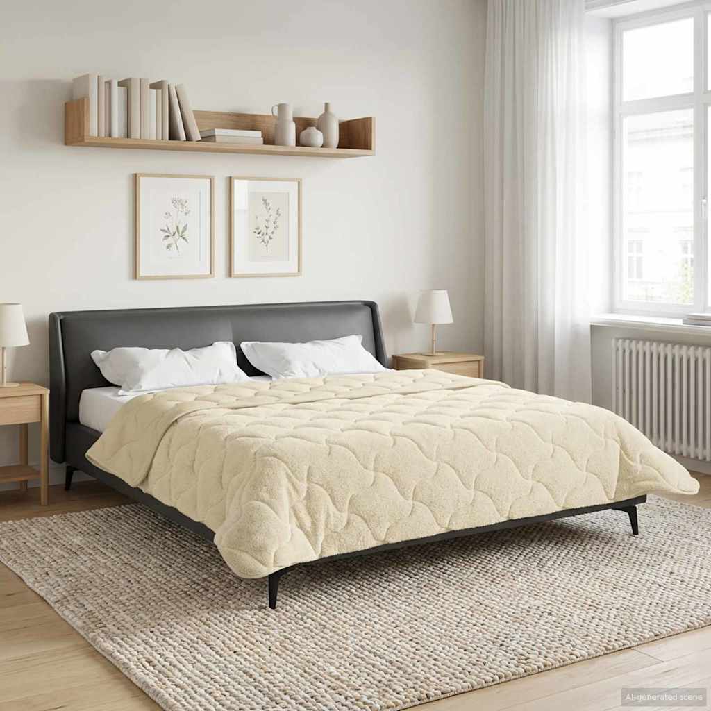 Ljetni pokrivač Krema 220 x 260 cm Mikrofibra i teddy flis