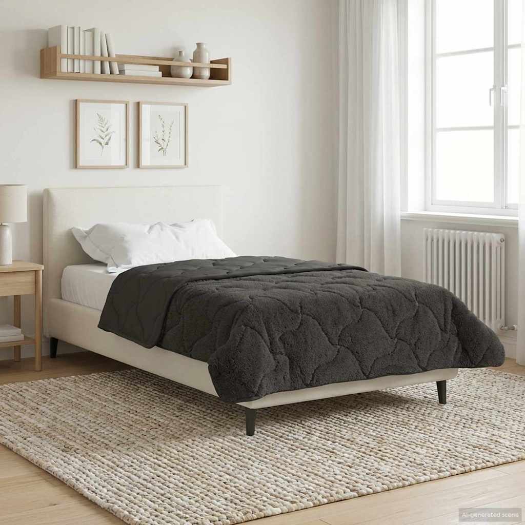 Zimska pokrivača Antracit 155 x 220 cm Mikrofibra i teddy flis