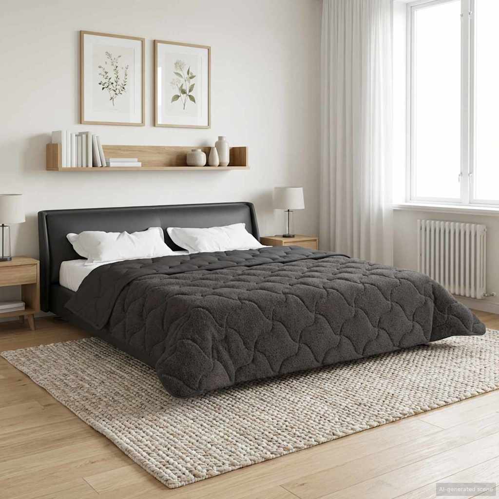 Zimska pokrivača Antracit 220 x 260 cm Mikrofibra i teddy flis