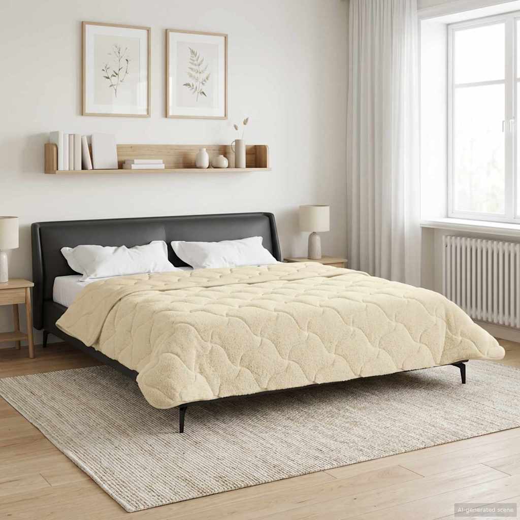 Zimska pokrivača Krema 200 x 200 cm Mikrofibra i teddy flis