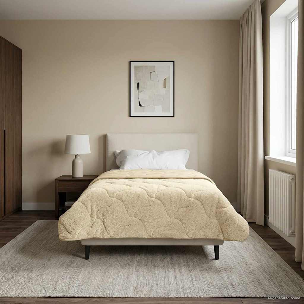 Zimska pokrivača Krema 135 x 220 cm Mikrofibra i teddy flis