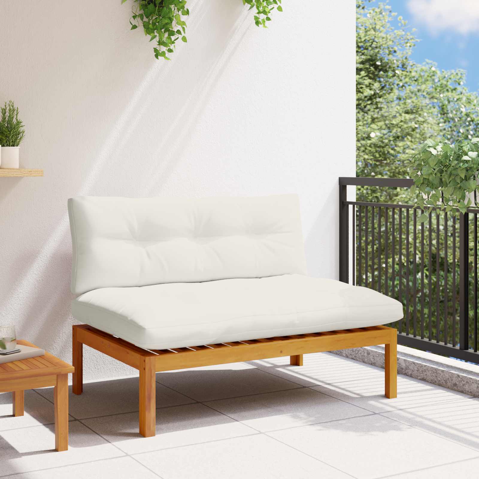 Srednji Sofe Jedinica Prirodna i krema bijela 120 x 80 x 82 cm