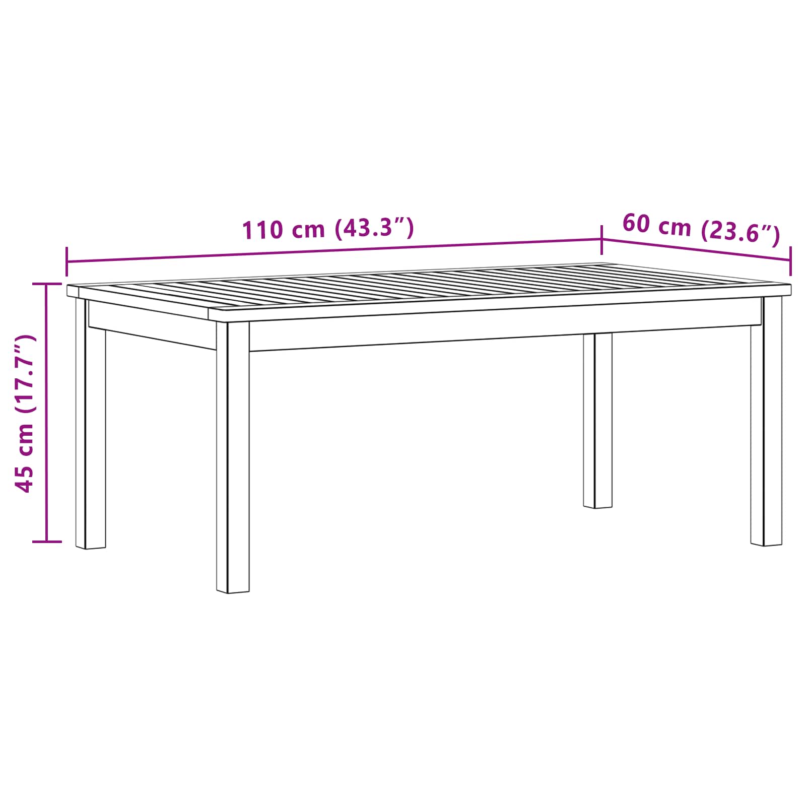 Kava Stol Svijetla akacija 110 x 60 x 45 cm Čvrsto drvo akacije
