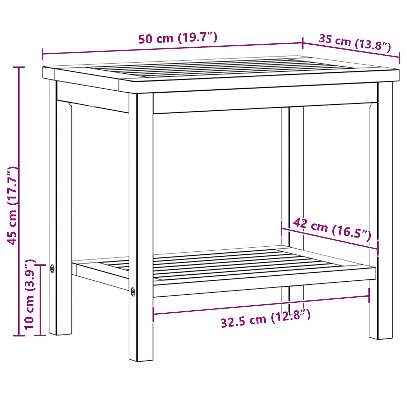 Bocni stol Prirodna nafta 50 x 35 x 45 cm Čvrsto drvo akacije